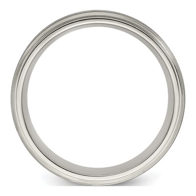 Titanium & Sterling Silver 7.5mm Step Edge Wedding Band – view 3