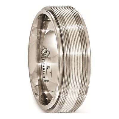 Titanium & Sterling Silver 7.5mm Step Edge Wedding Band – view 6