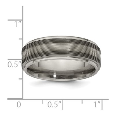 Titanium & Sterling Silver 7.5mm Step Edge Wedding Band – view 8