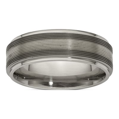 Titanium & Sterling Silver 7.5mm Step Edge Wedding Band