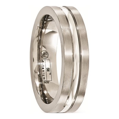 Men's Titanium & Sterling Silver 6mm Wedding Band – view 5