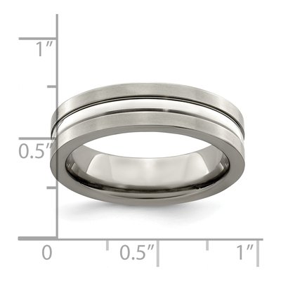 Men's Titanium & Sterling Silver 6mm Wedding Band – view 7