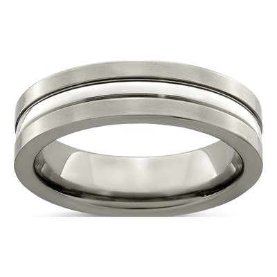 Men's Titanium & Sterling Silver 6mm Wedding Band