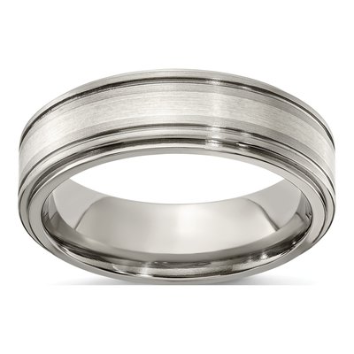 Titanium & Sterling Silver 7mm Wedding Band