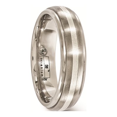 Men's Titanium & Sterling Silver 6mm Wedding Band – view 5