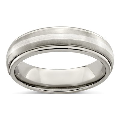 Men's Titanium & Sterling Silver 6mm Wedding Band
