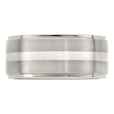 Men's Titanium & Sterling Silver 10mm Argentium Wedding Band – view 4