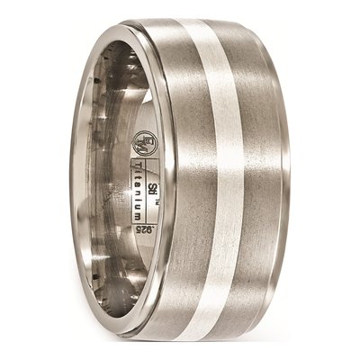 Men's Titanium & Sterling Silver 10mm Argentium Wedding Band – view 7