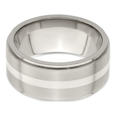 Men's Titanium & Sterling Silver 10mm Argentium Wedding Band – view 8