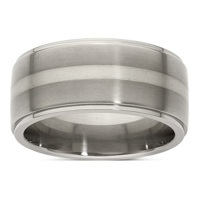 Men's Titanium & Sterling Silver 10mm Argentium Wedding Band