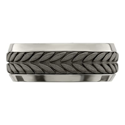 Titanium 9mm Rope Design Beveled Wedding Band – view 5