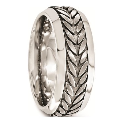 Titanium 9mm Rope Design Beveled Wedding Band – view 6