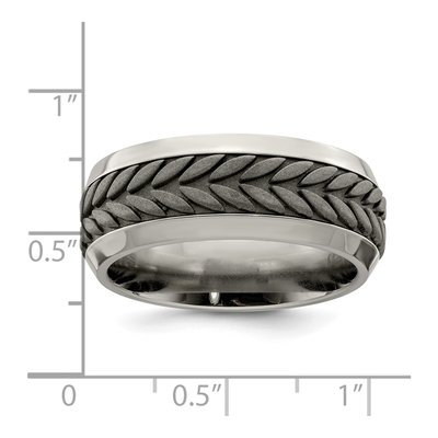 Titanium 9mm Rope Design Beveled Wedding Band – view 8