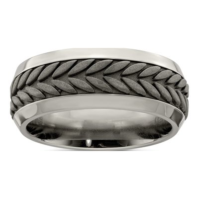 Titanium 9mm Rope Design Beveled Wedding Band