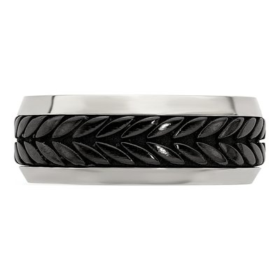 Titanium 9mm Rope Design Wedding Band – view 5