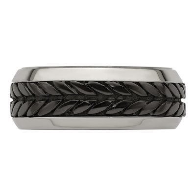 Titanium 9mm Rope Design Wedding Band – view 6