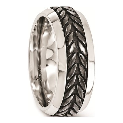 Titanium 9mm Rope Design Wedding Band – view 7