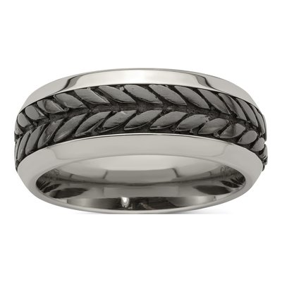 Titanium 9mm Rope Design Wedding Band
