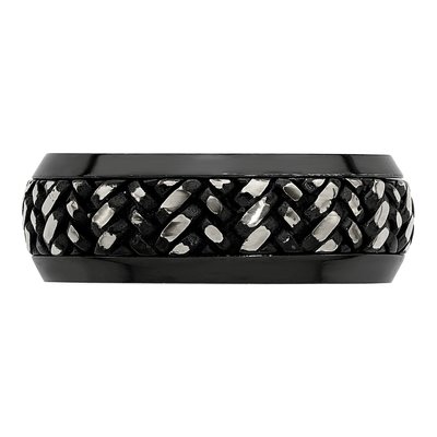 Titanium 9mm Black Woven Wedding Band – view 4