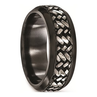 Titanium 9mm Black Woven Wedding Band – view 6