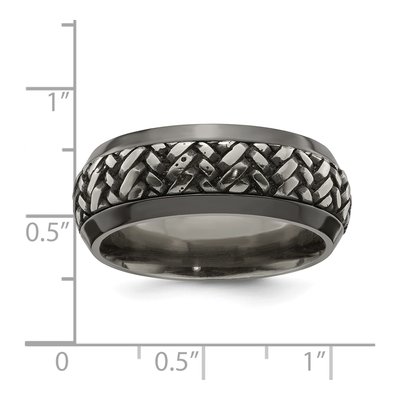 Titanium 9mm Black Woven Wedding Band – view 8