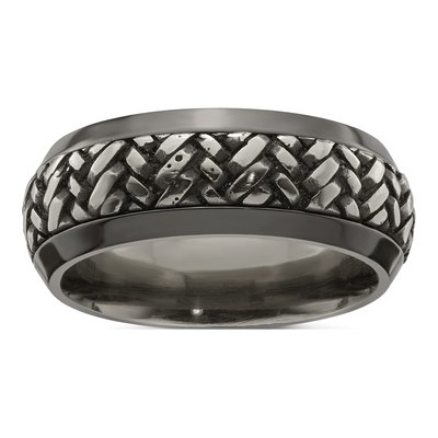 Titanium 9mm Black Woven Wedding Band