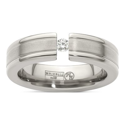 Men's Titanium 1/10 ct tw Diamond Tension-Set Wedding Band