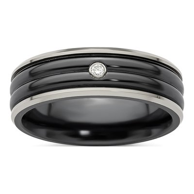 Titanium Diamond Wedding Band
