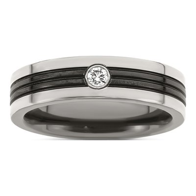 Men's Titanium 1/10 ct tw Diamond Wedding Band