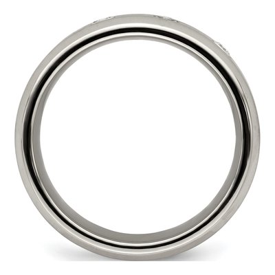 Men's Titanium & Sterling Silver 0.09 ct tw Diamond Bezel Wedding Band – view 2