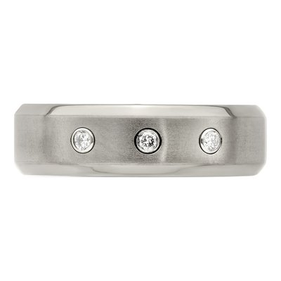 Men's Titanium & Sterling Silver 0.09 ct tw Diamond Bezel Wedding Band – view 4