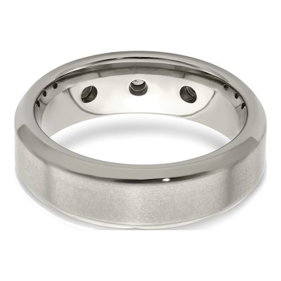 Men's Titanium & Sterling Silver 0.09 ct tw Diamond Bezel Wedding Band – view 7
