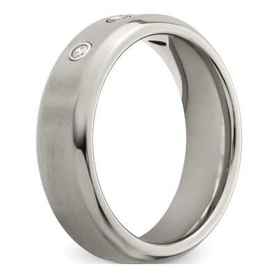Men's Titanium & Sterling Silver 0.09 ct tw Diamond Bezel Wedding Band – view 8