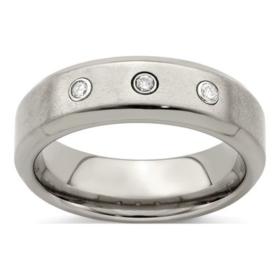 Men's Titanium & Sterling Silver 0.09 ct tw Diamond Bezel Wedding Band