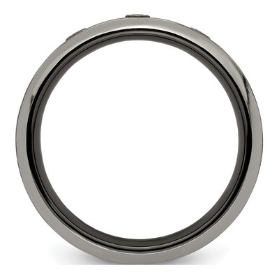 Titanium & Sterling Silver 1/10 ct tw Diamond Wedding Band – view 3
