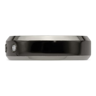 Titanium & Sterling Silver 1/10 ct tw Diamond Wedding Band – view 4