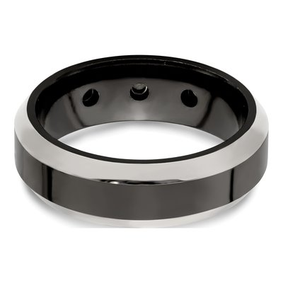 Titanium & Sterling Silver 1/10 ct tw Diamond Wedding Band – view 8