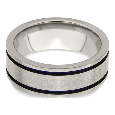 Titanium 8mm Blue Anodized Wedding Band – view 6