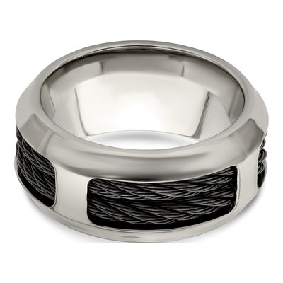 Titanium 10.75mm Black Ti Double Cable Wedding Band – view 6