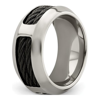 Titanium 10.75mm Black Ti Double Cable Wedding Band – view 7