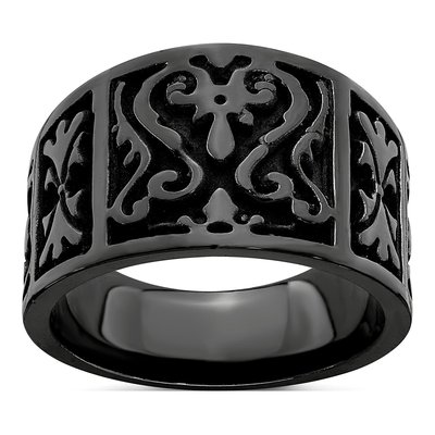 Men's Titanium 14mm Black Wedding Band
