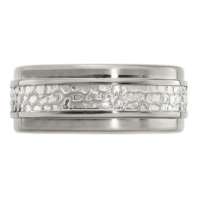 Men's Titanium & Sterling Silver 9mm Wedding Band – view 3