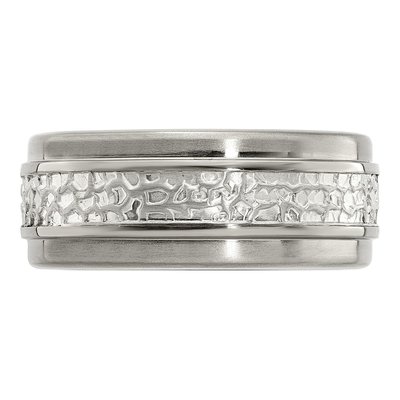 Men's Titanium & Sterling Silver 9mm Wedding Band – view 4