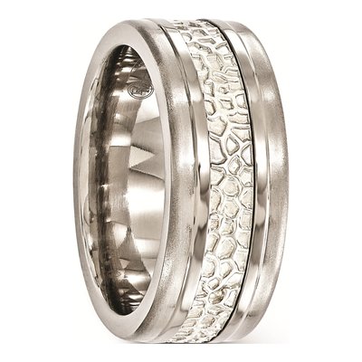 Men's Titanium & Sterling Silver 9mm Wedding Band – view 5