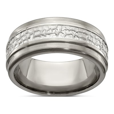 Men's Titanium & Sterling Silver 9mm Wedding Band