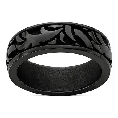 Men's Titanium 7mm Black Wedding Band