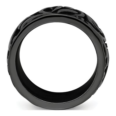 Men's Titanium 11mm Black Wedding Band – view 2