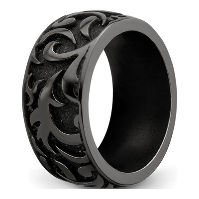 Men's Titanium 11mm Black Wedding Band – view 7