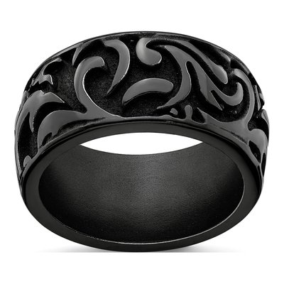 Men's Titanium 11mm Black Wedding Band