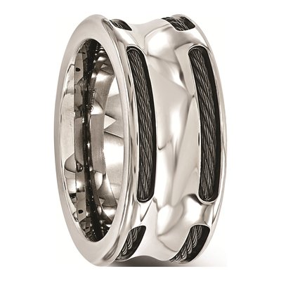 Titanium 10mm Black Ti Cable Edge Wedding Band – view 6